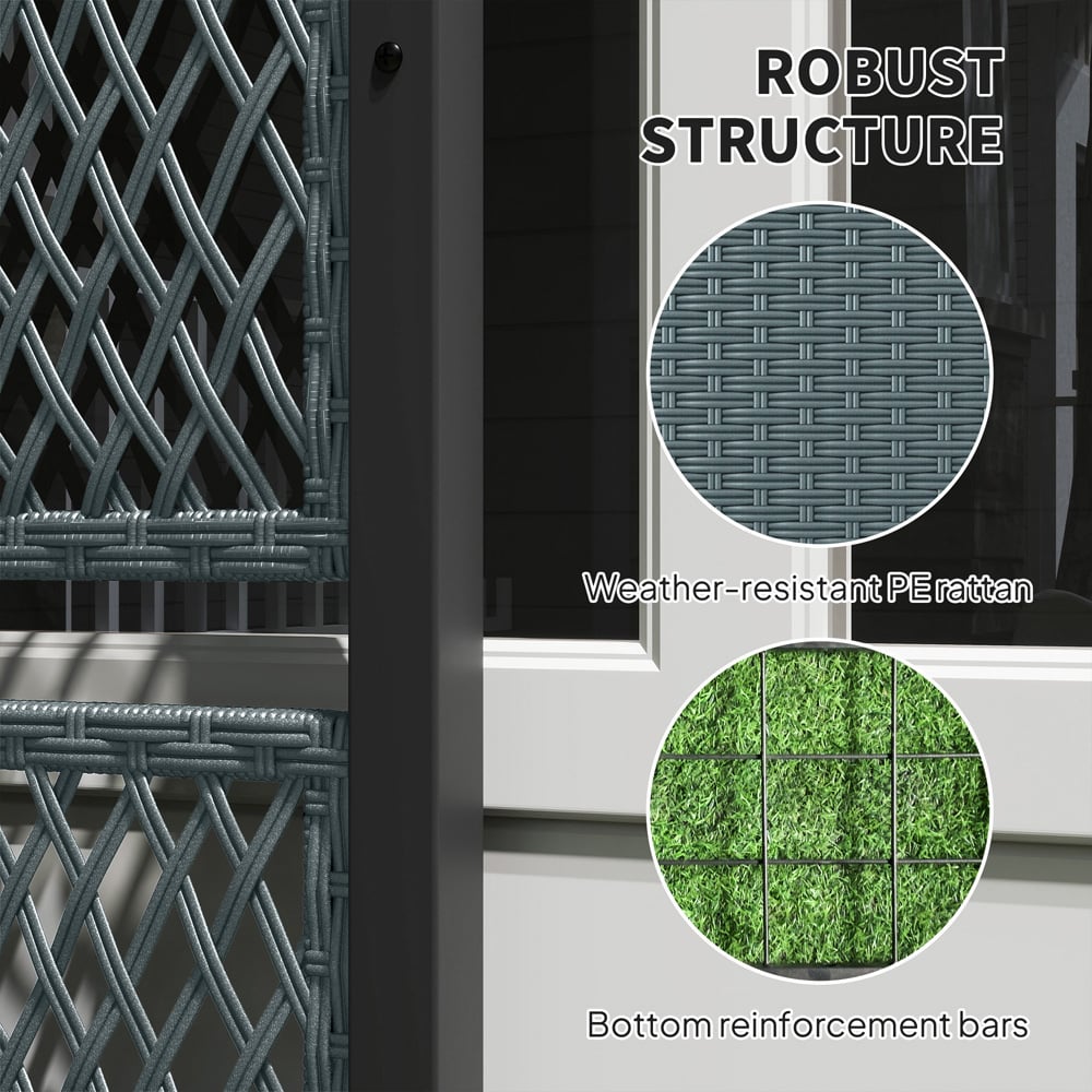 Outsunny Charcoal Grey Rattan Raised Garden Planter with Trellis Image 8