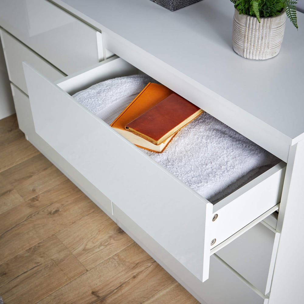 Home Source Lugano 6 Drawer Rustic White Oak Effect Wood Chest of Drawers Image 4