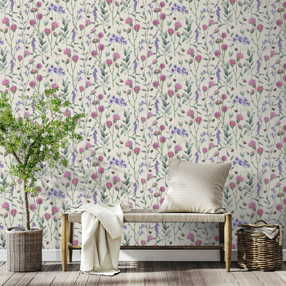 Arthouse Bumblebee Meadow Neutral Wallpaper Image 2