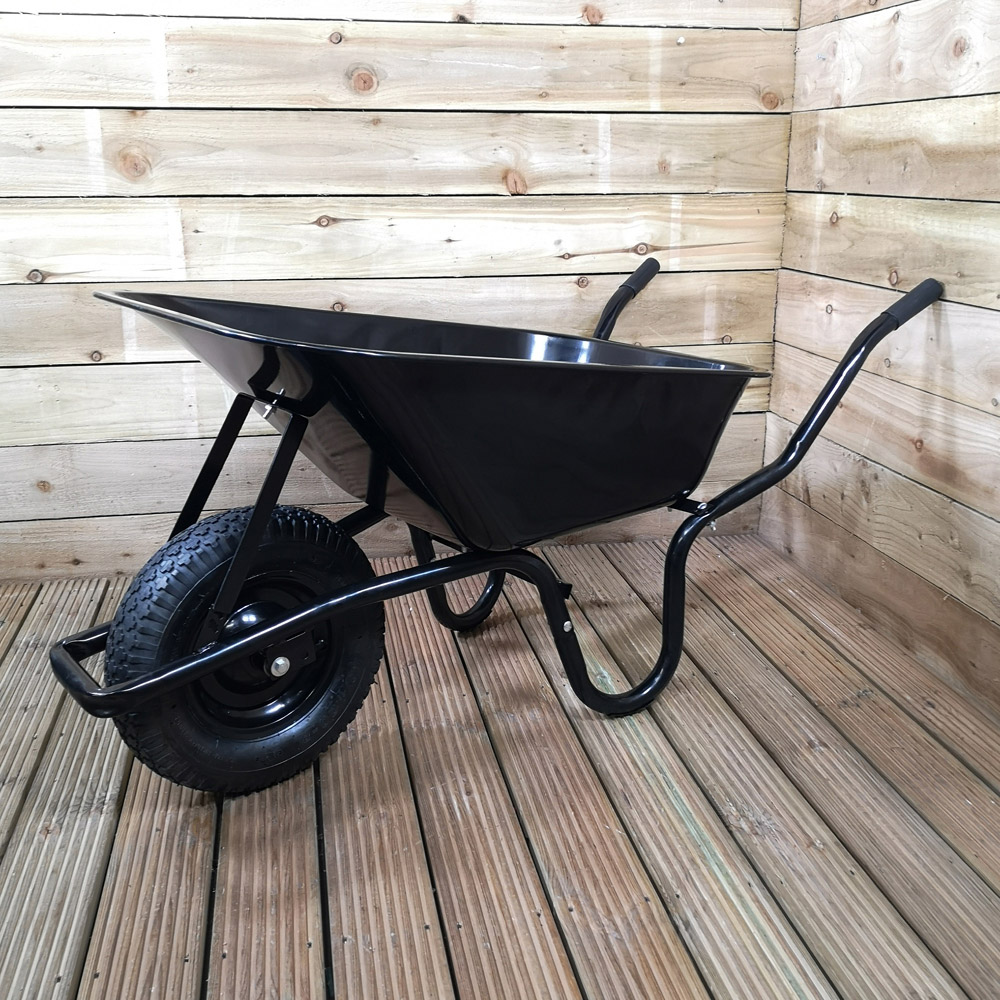 Samuel Alexander Black Galvanised Metal Garden Wheelbarrow 150kg Image 2