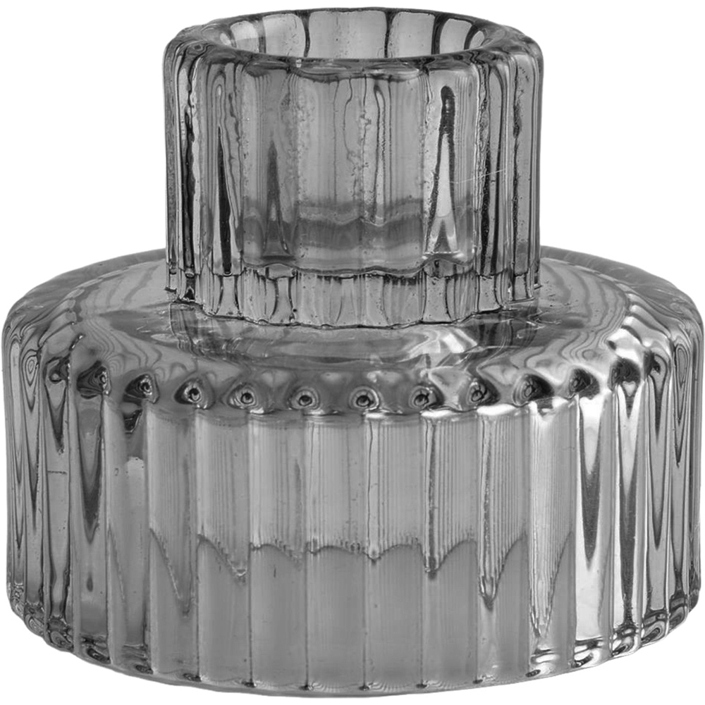 Living and Home Transparent Black Striped Glass Candle Holder Set of 6 Image 5