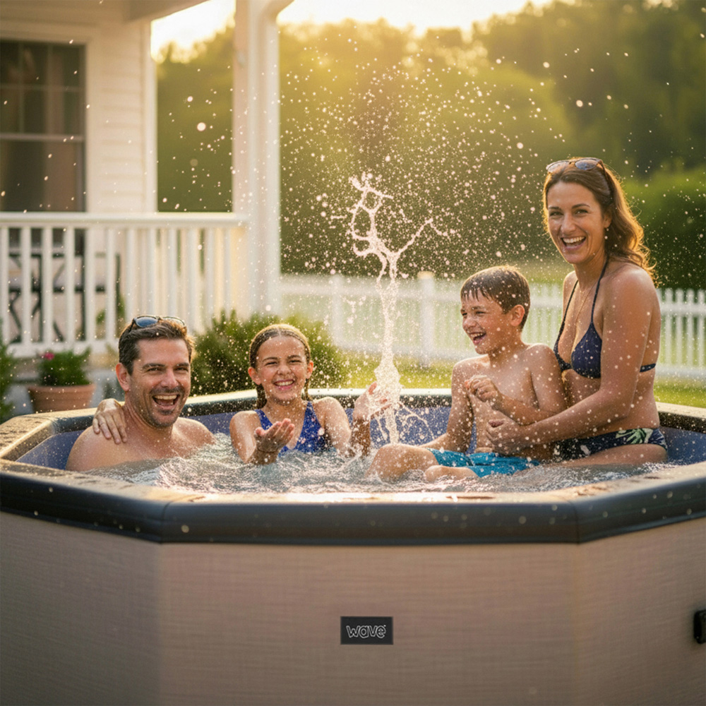 Wave Como 6 Person Octagon Graphite Rattan Hot Tub Spa Image 3