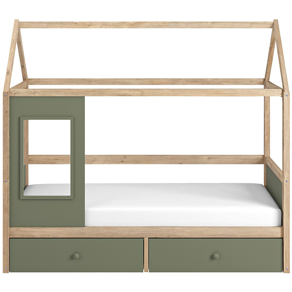 Flair Ted Green Wooden Play House Bed Frame with Storage Image 3