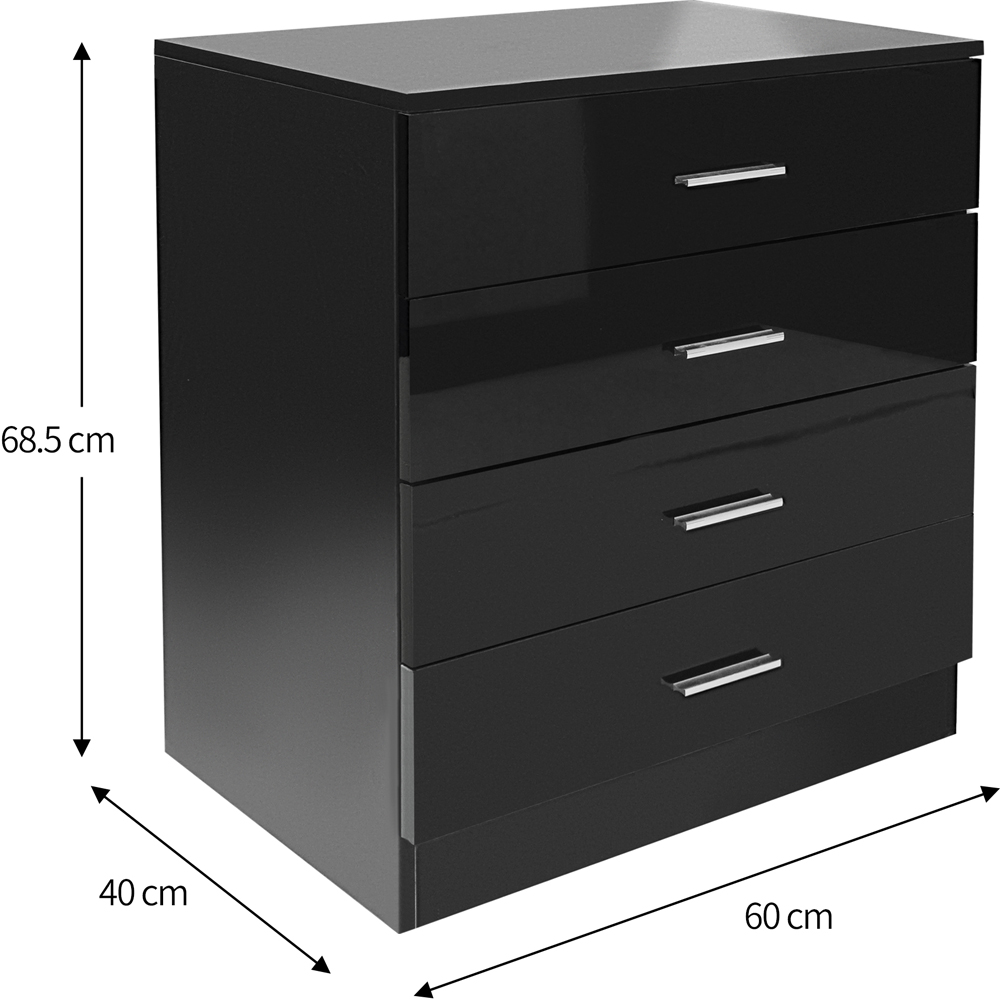 Brooklyn 4 Drawer Black High Gloss Chest of Drawers Image 6