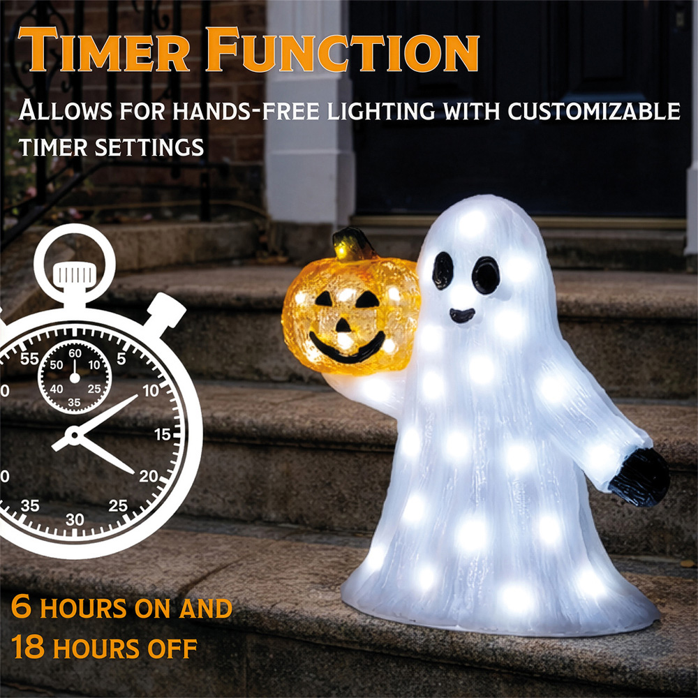 FXLab 50 White LED Pumpkin and Ghost Halloween Decoration 28 x 12.5 x 29.5cm Image 7