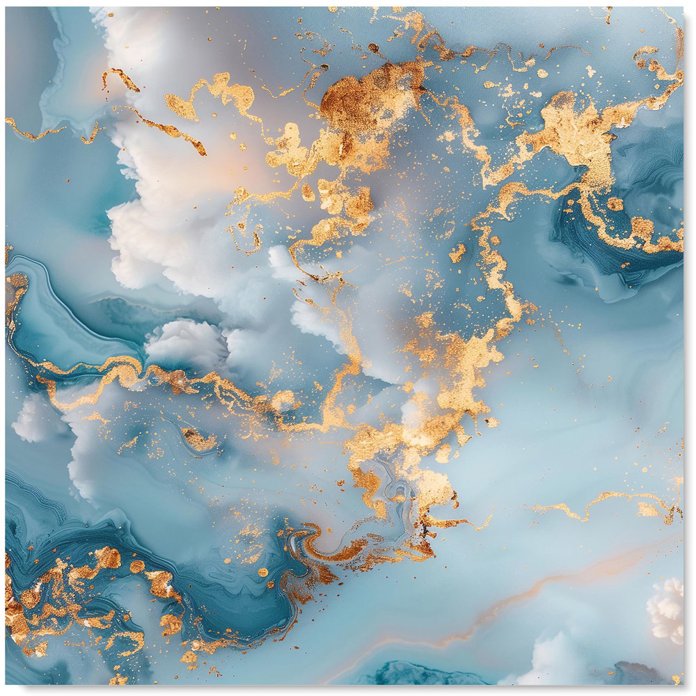 Warren Reed Designer Blue And Gold Marble Effect Glass Kitchen Splashback 75 x 70cm Image 2