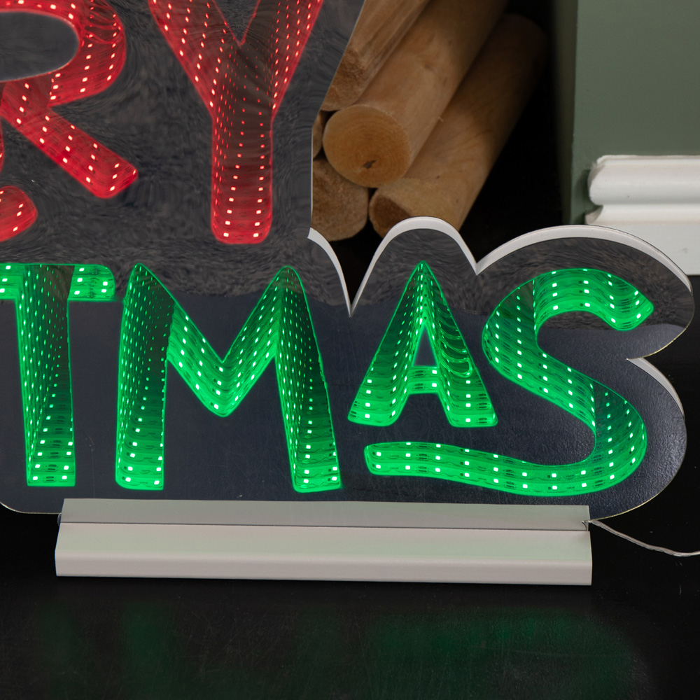 Samuel Alexander Red and Green LED Light Up Merry Christmas Infinity Light Decoration 100cm Image 6