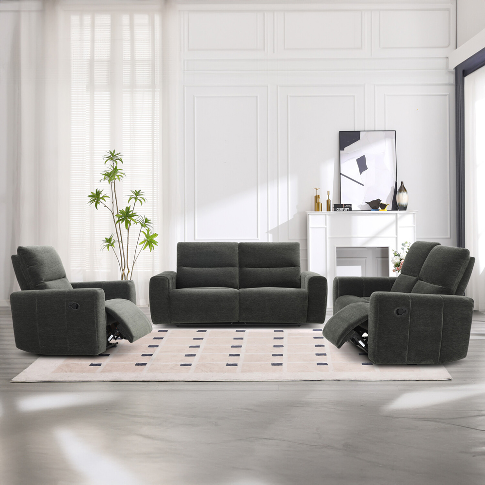 Holborton Manual Recliner Sofa Dark Olive 3 Seater Image 7