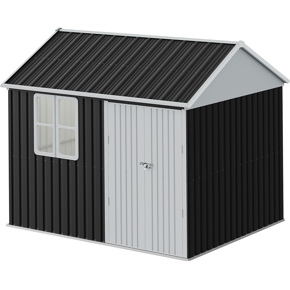 Living and Home 10 x 8ft Metal Apex Garden Storage Shed with Window Image 1