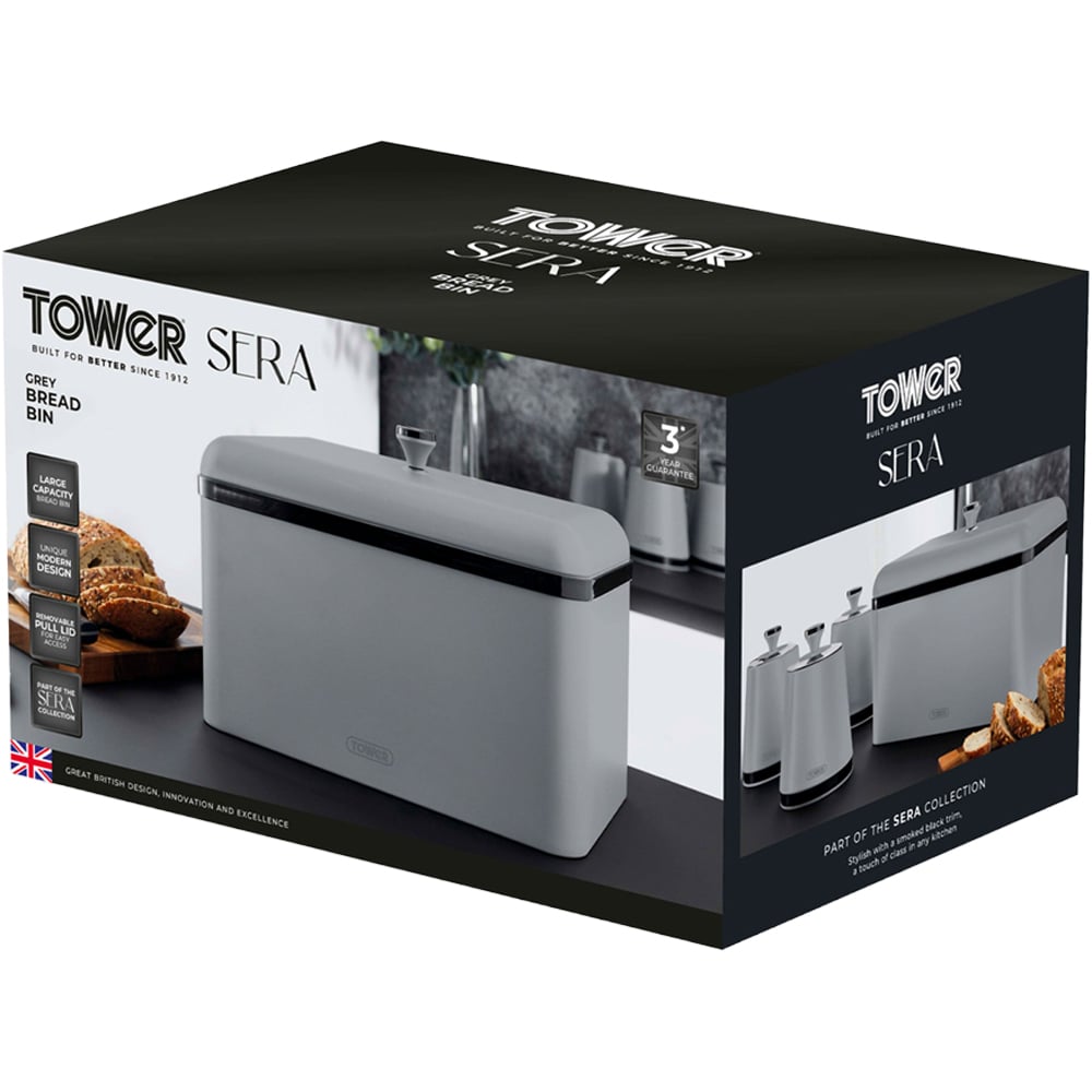 Tower Sera Grey Bread Bin Image 2