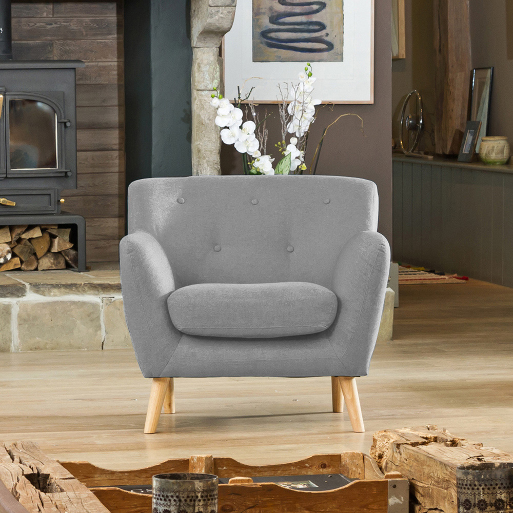 Lynwood Light Grey Fabric Armchair Image 4
