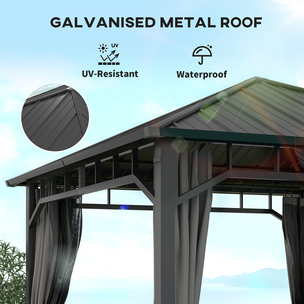 Outsunny 3 x 3m Black Galvanised Steel Hardtop Gazebo Image 4