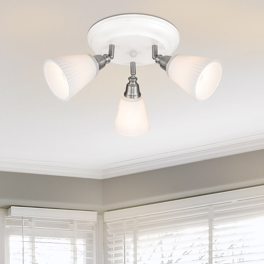 Cosylyte Leverton 3 Light Round Plate Ribbed Glass Spotlight Image 2