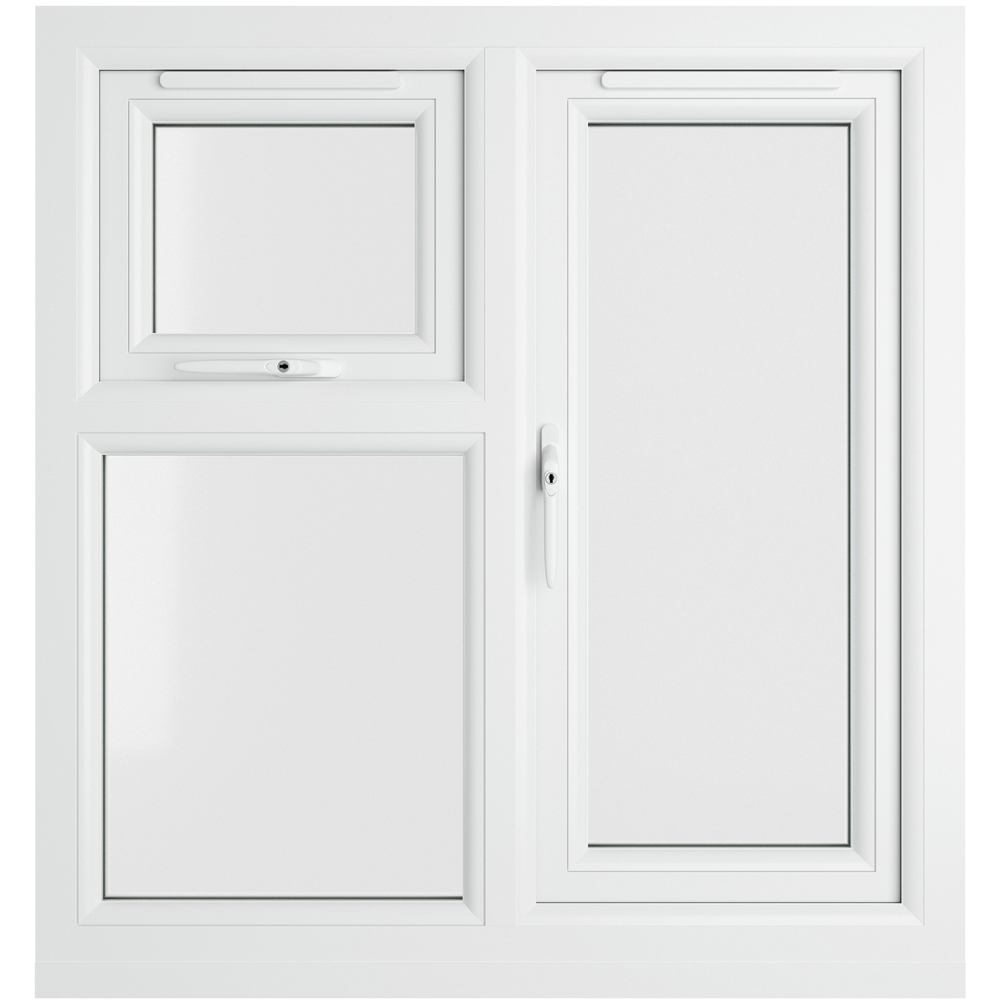 Crystal uPVC Double Glazed Window LH Side Hung and Top Opener White Clear Glass 905x965mm Image 2