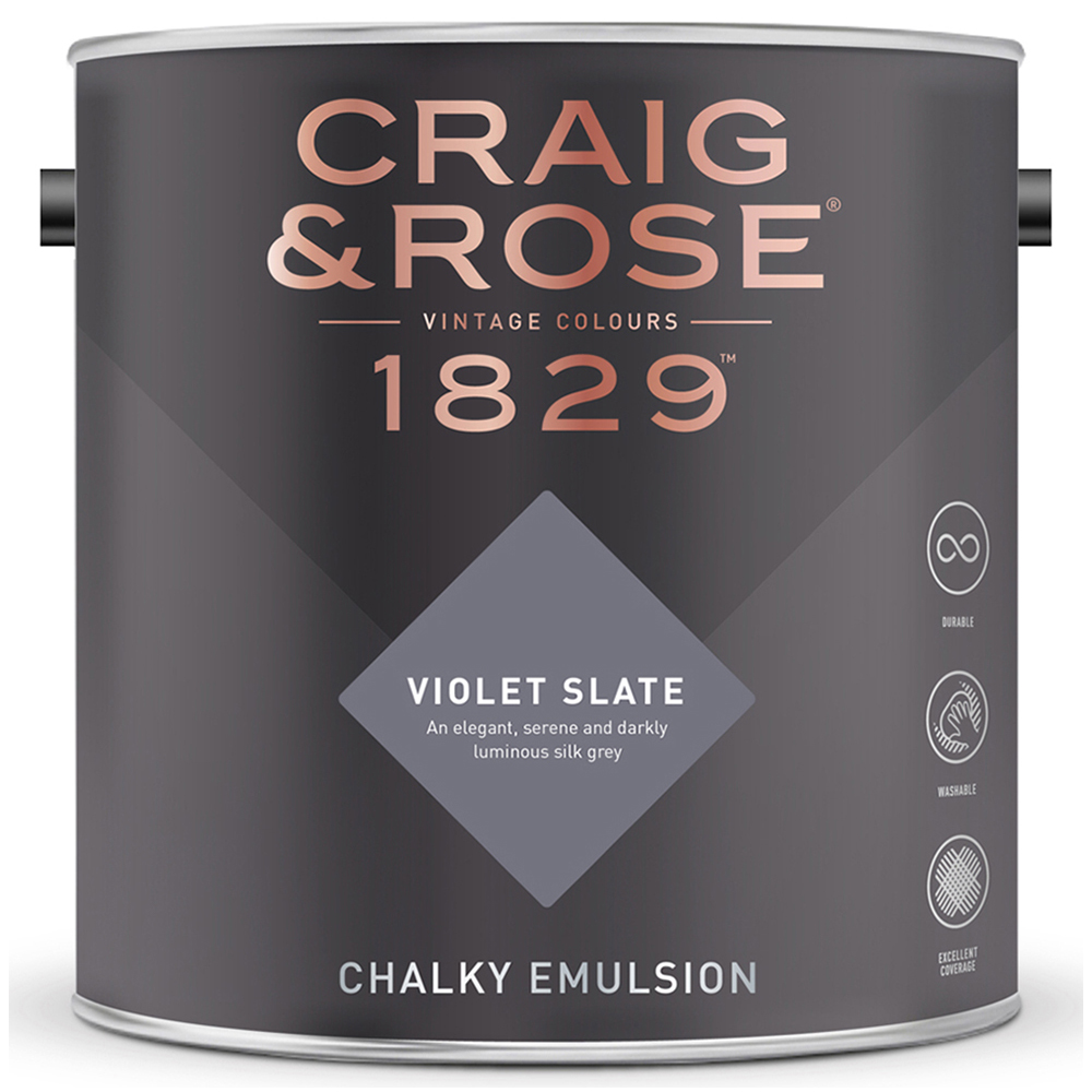 Craig & Rose Walls and Ceilings Violet Slate Chalky Emulsion Paint 5L Image 2