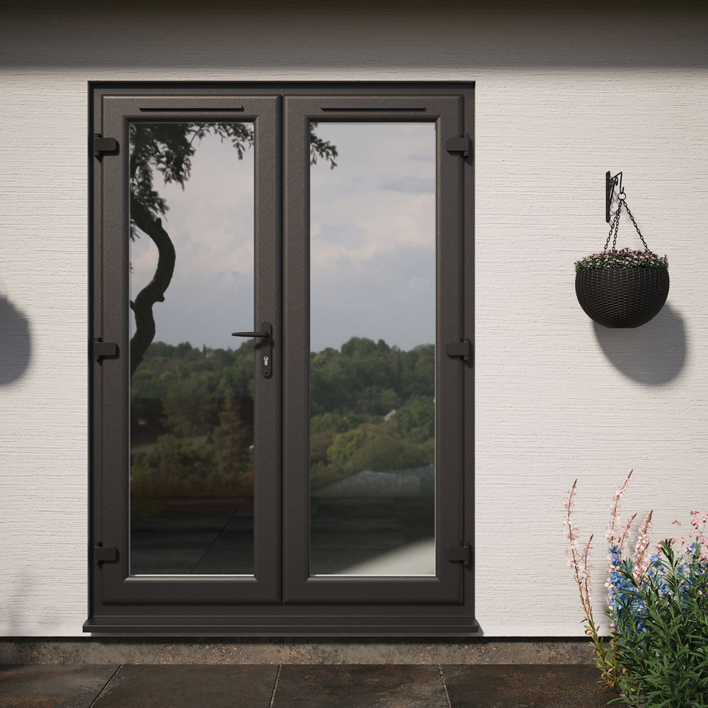 Crystal Black and White LH Master Clear Glass uPVC Double Glazed French Door 1390 x 2090mm Image 4