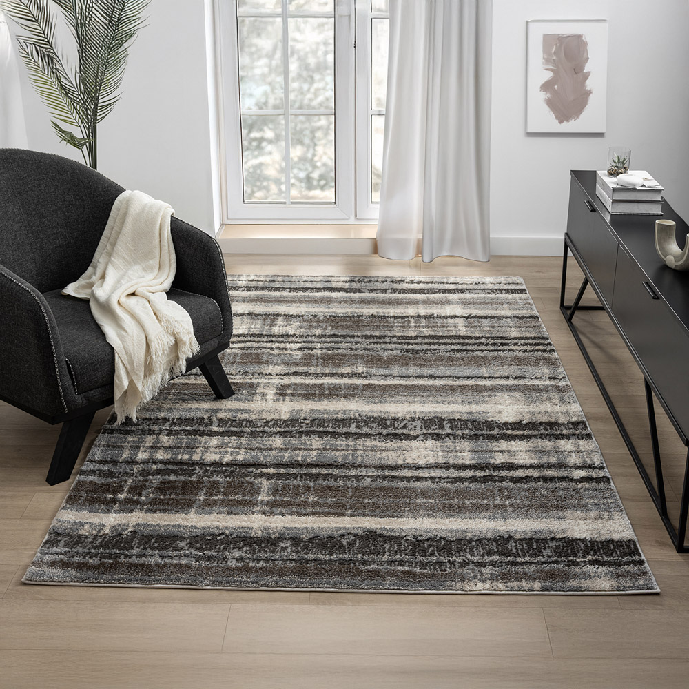Desire Rugs Eleanor Grey Striped Embossed Rug 80 x 150cm Image 5