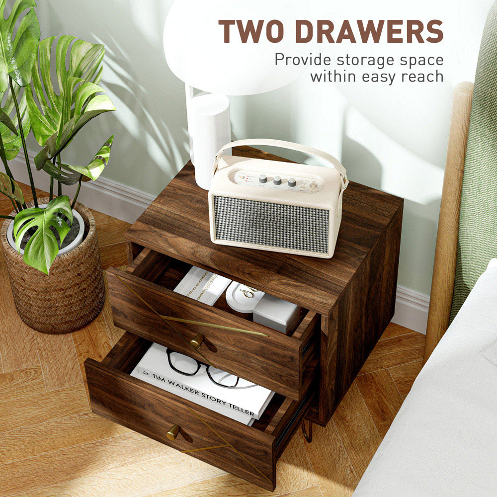 Portland 2 Drawer Brown Bedside Table Set of 2 Image 8