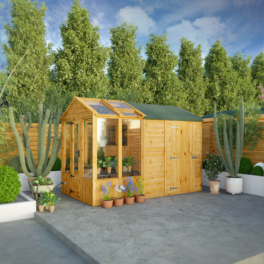Mercia Woodsman Styrene 10 x 6ft Greenhouse and Shed Image 2