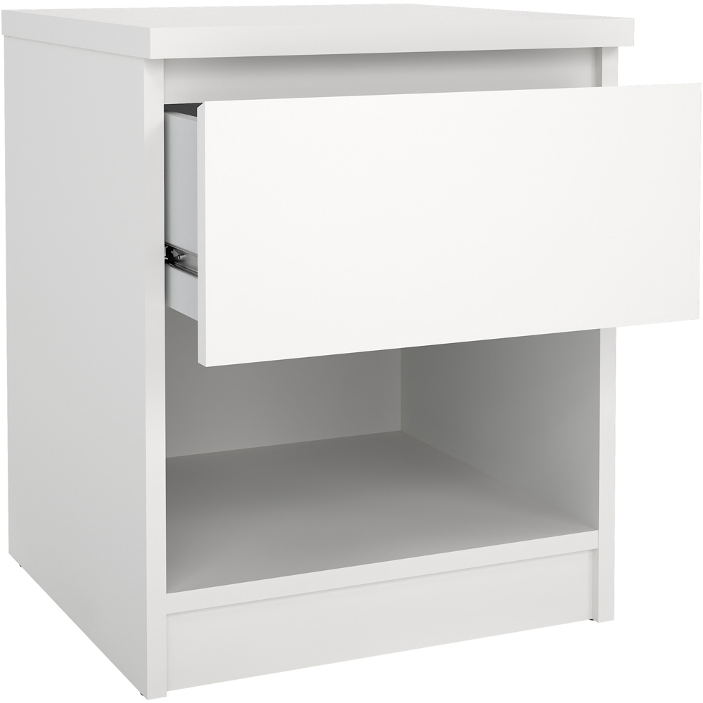 Florence Naia Single Drawer Single Shelf White Bedside Table Image 5