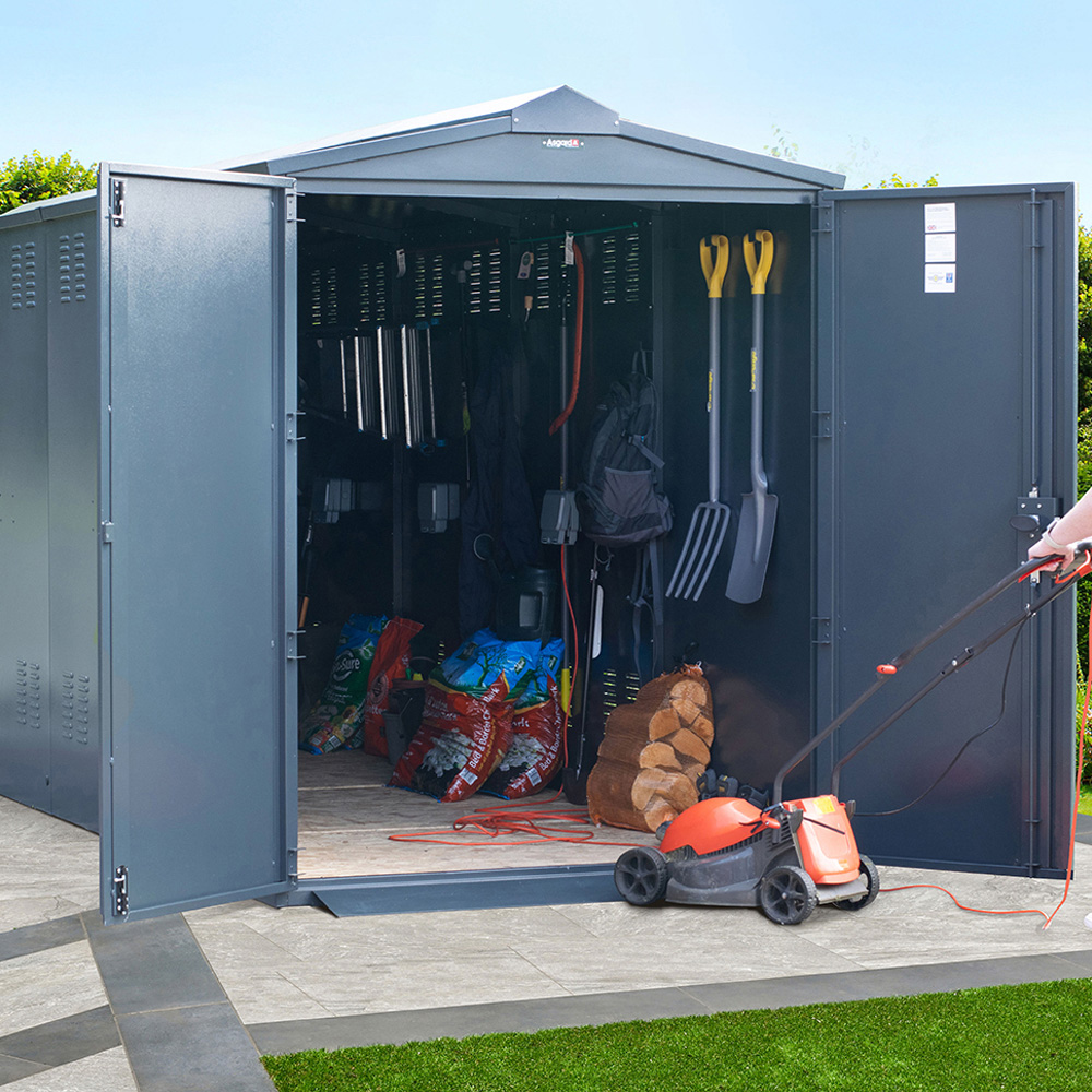 Asgard Centurion 5 x 18ft Double Door Grey High Security Apex Garden Shed Image 2