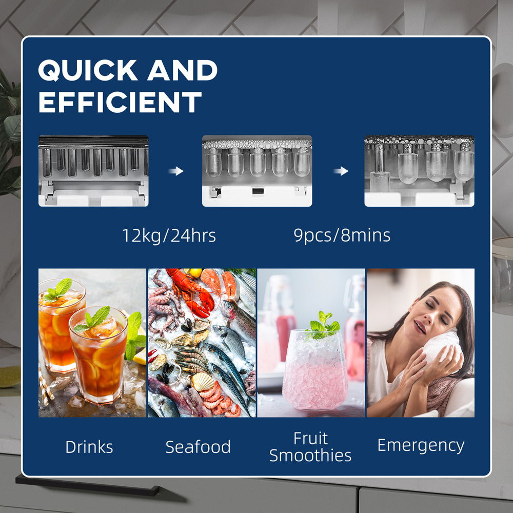 HOMCOM 800-063V70 Black Ice Maker Machine Image 6