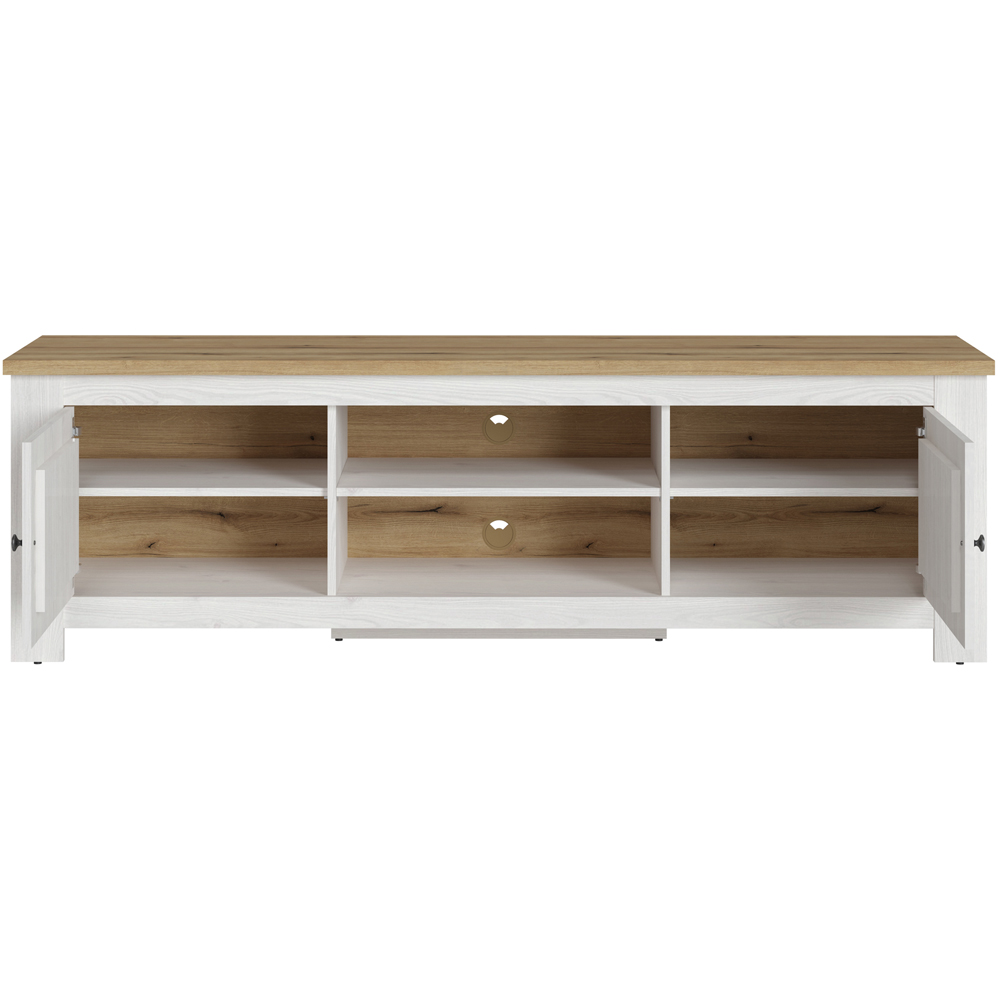 Florence Celesto 2 Door 2 Shelf White and Oak Wide TV Unit Image 3