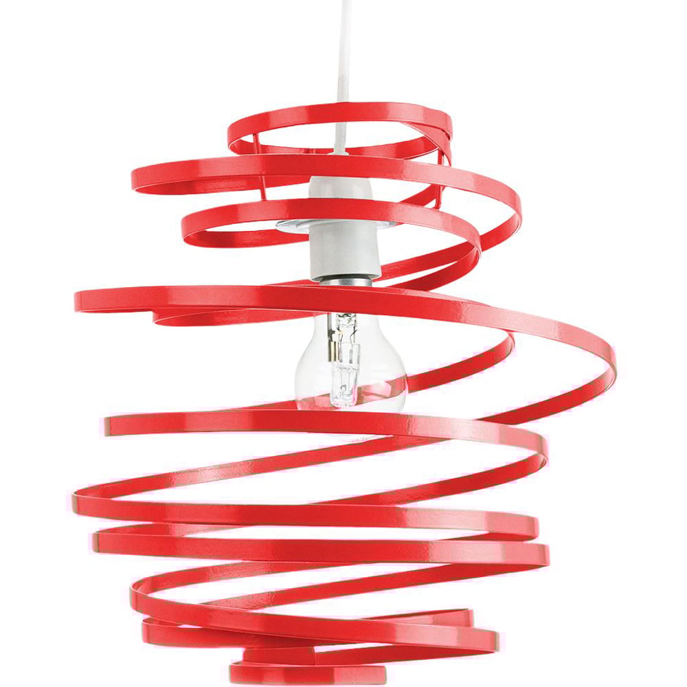 Happy Homewares Red Gloss Metal Ribbon Swirl Ceiling Light Pendant Image 3