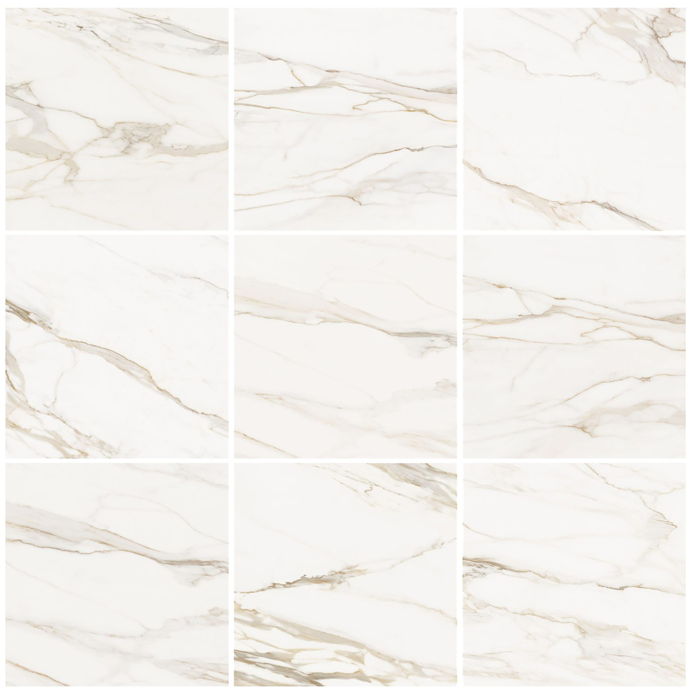 Top Ceramics Matt White and Gold Marble Effect Porcelain Wall Tile 600 x 600mm Image 2