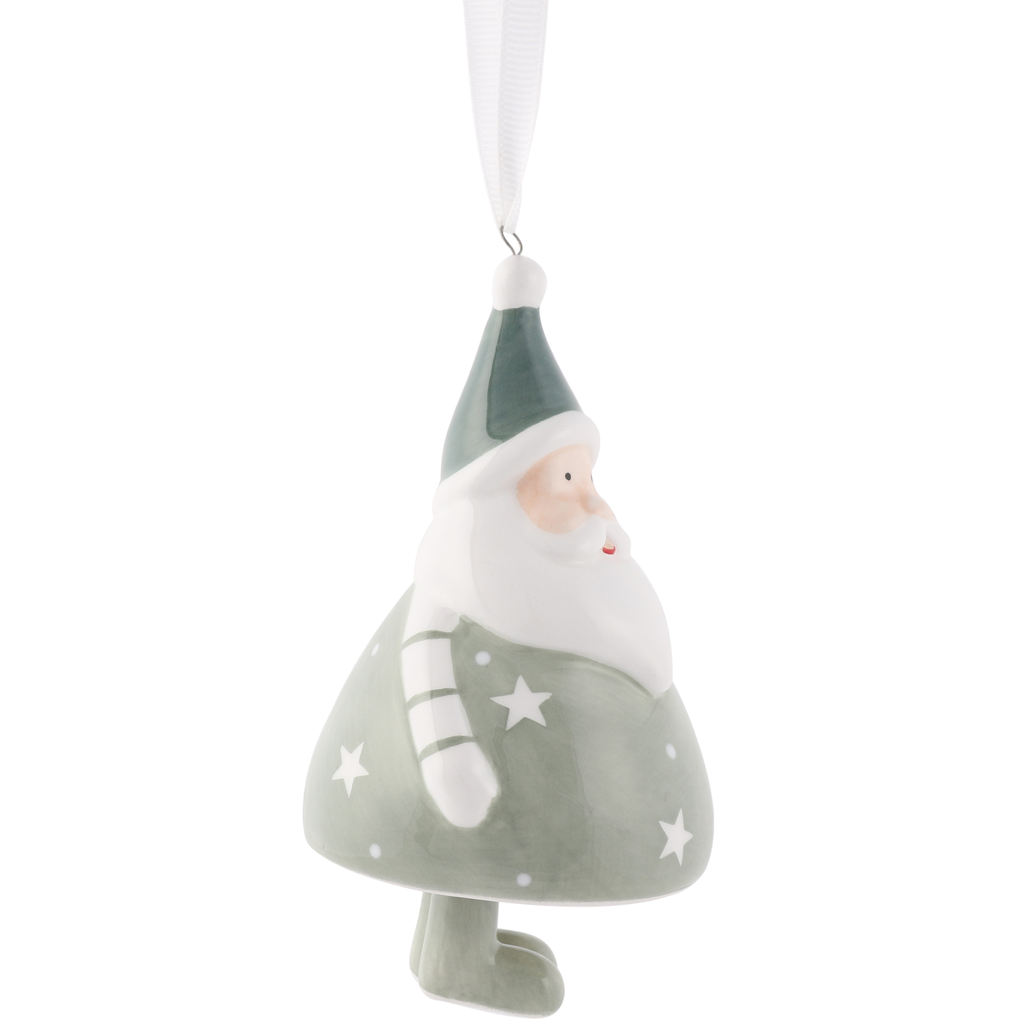 Sage Ceramic Santa Bell - Green Image 1