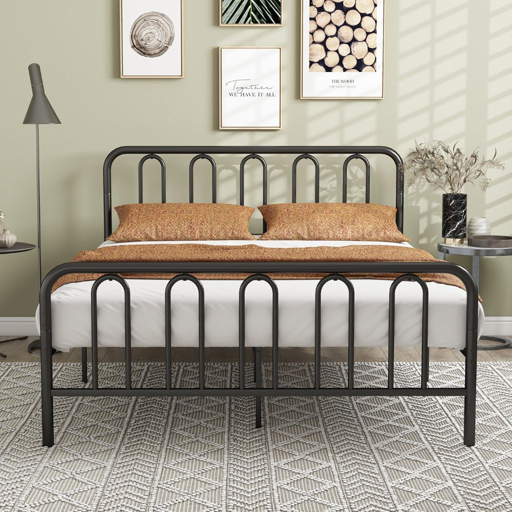 Costway King Size Black Metal Bed Frame with Headboard and Footboard Image 3