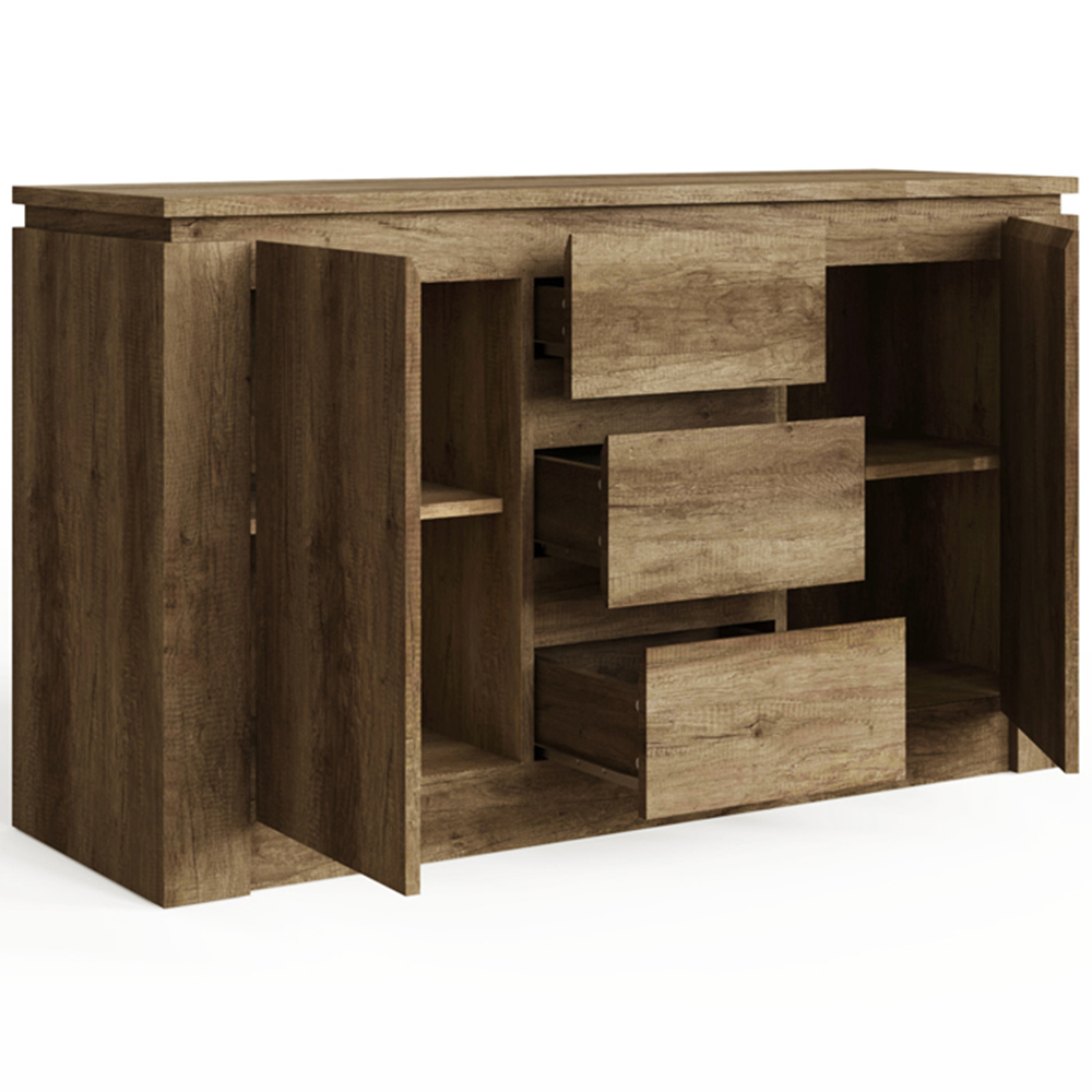 GFW Canyon 2 Door 3 Drawer Oak Grey Sideboard Image 3