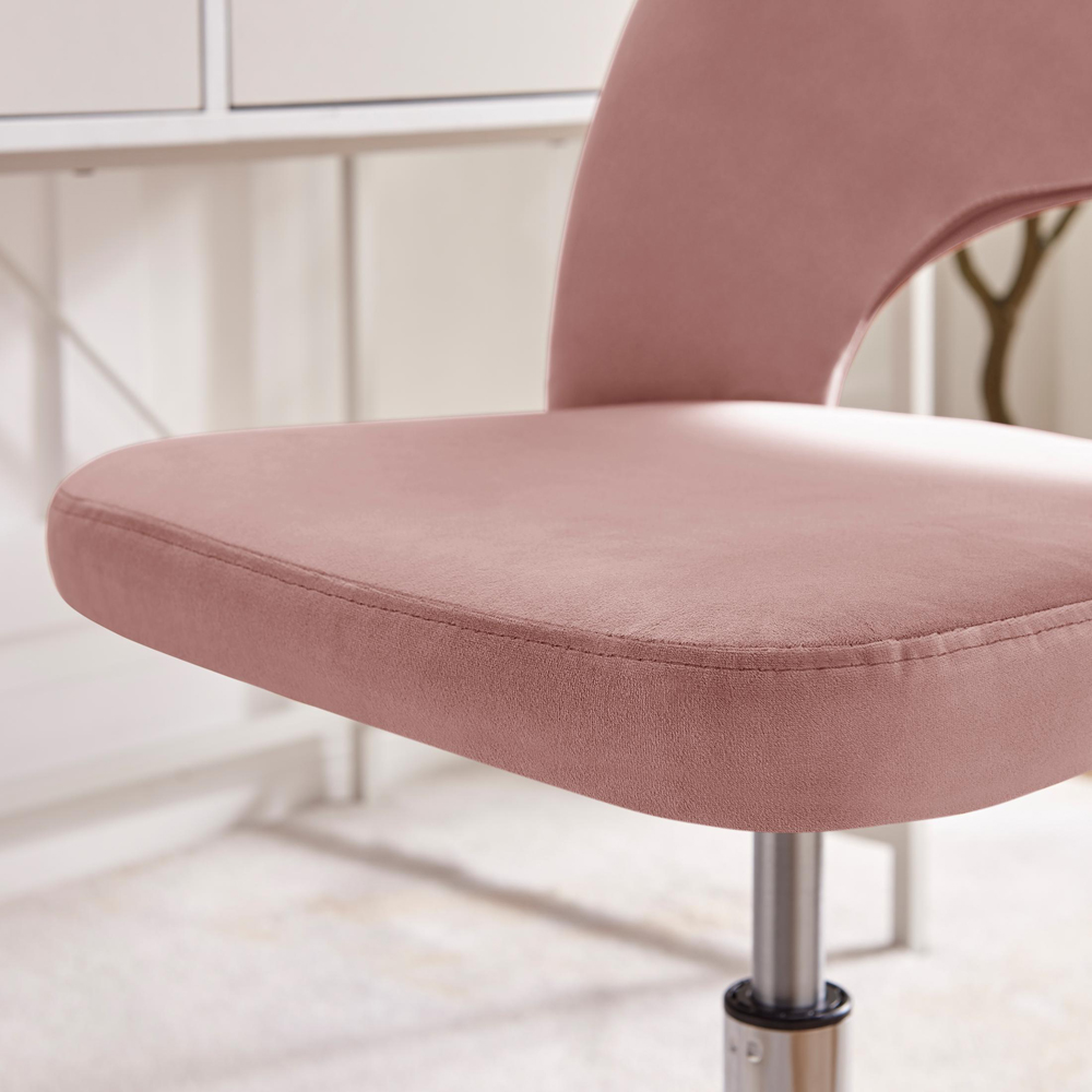 Furniturebox Courtez Pink Velvet and Silver Office Chair Image 5