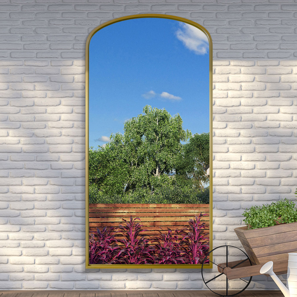 MirrorOutlet The Angustus Gold Metal Arched Garden Wall Mirror 200 x 100cm Image 5