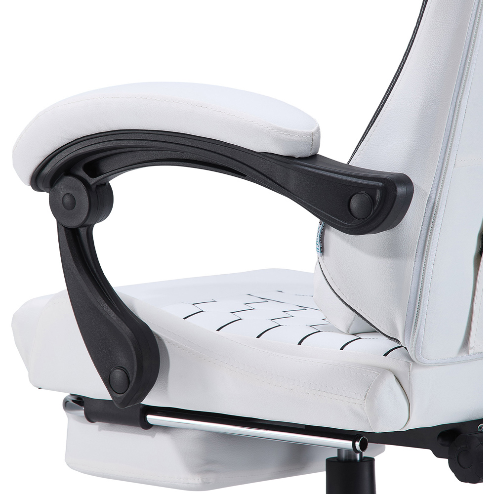 Living and Home White and Black Reclining Backrest Gaming Chair with Massage and Footrest Image 4