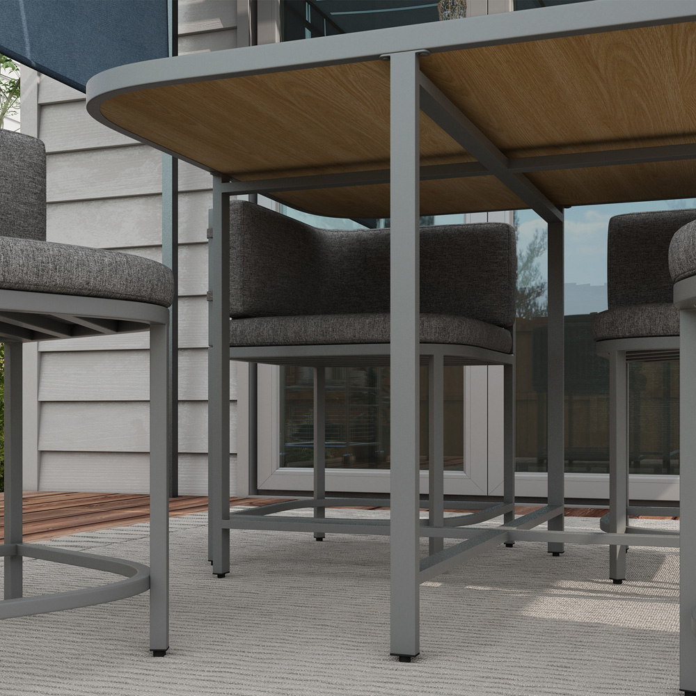 Outsunny 4 Seater PE Rattan Dining Set Grey Image 3