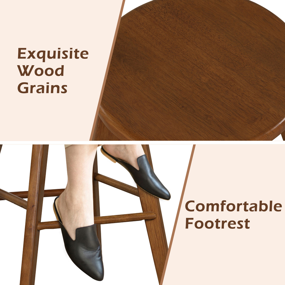Costway Brown Swivel Counter Height Bar Stool Set of 2 Image 8