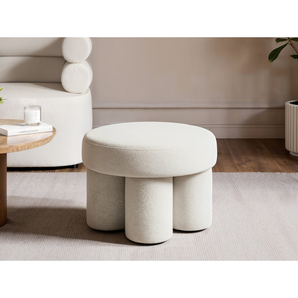 SOLACE+CO Ferro Set of 2 Beige Fabric Pouffe Image 3