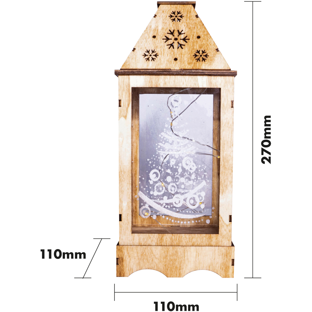 St Helens Rustic Wooden Christmas Lantern with Perspex Panel Image 8