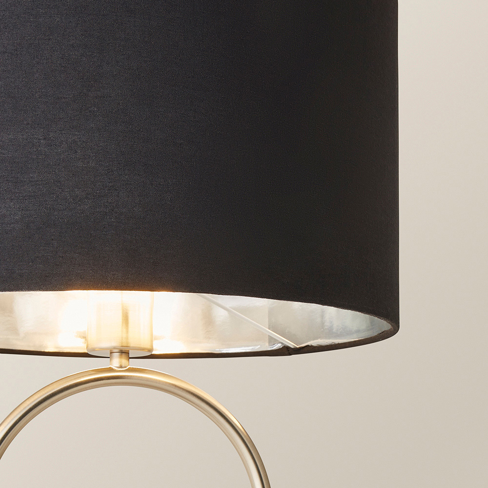 ValueLights Antonia Black with Chrome Drum Shade Brushed Chrome Oval LED Table Lamp Image 3