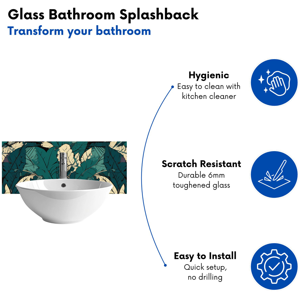 Warren Reed Designer Green and Beige Tropical Leaves Glass Bathroom Splashback 25 x 60cm Image 4