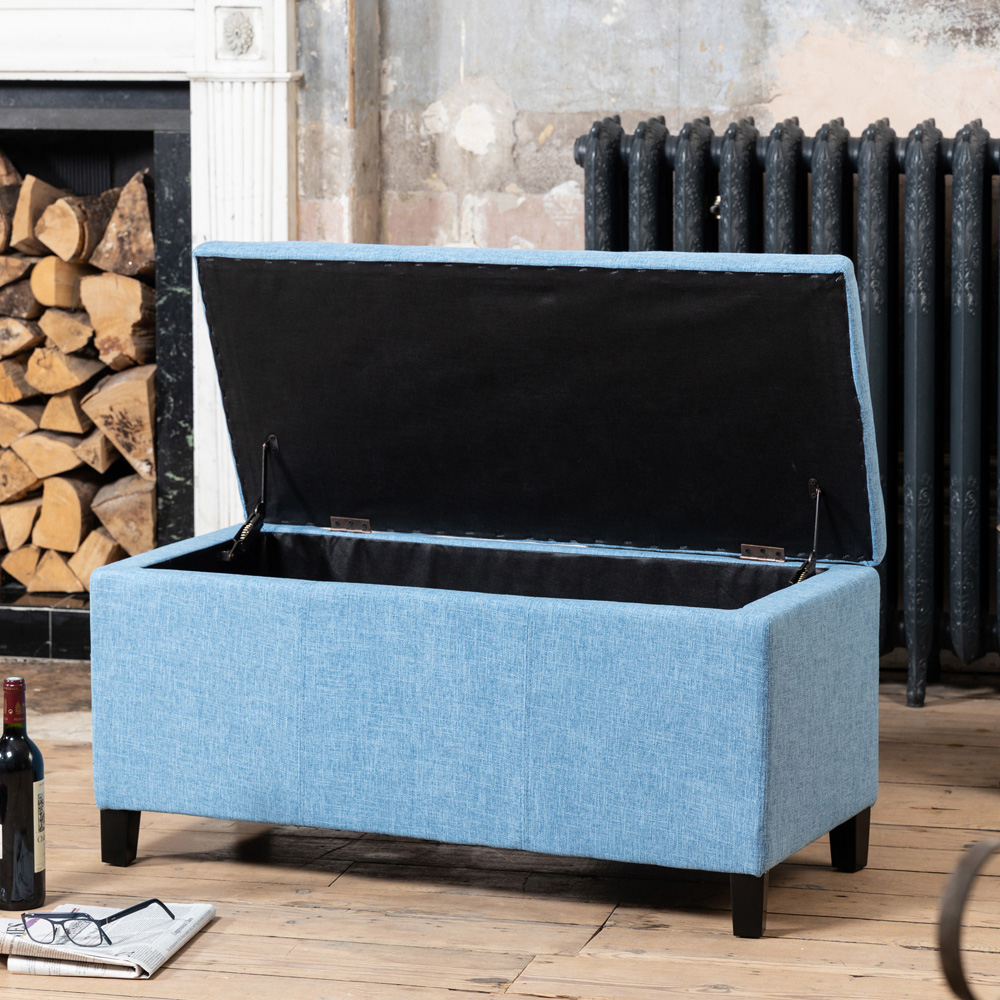 Artemis Home Henbury Blue Fabric Storage Ottoman Image 2