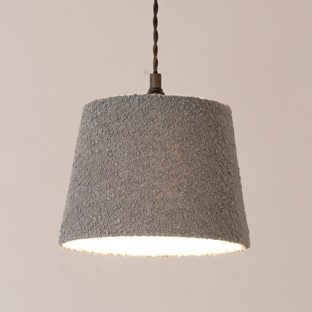 ValueLights Rory Grey Cream Boucle Fabric Tapered Easy Fit Ceiling Table Floor Lamp Shade Image 2