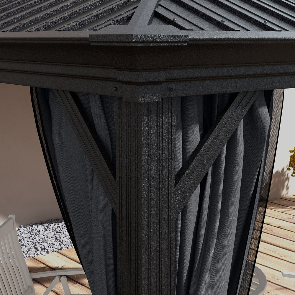 Outsunny 3 x 3.7m Dark Grey 2 Tire Aluminium Gazebo Image 3