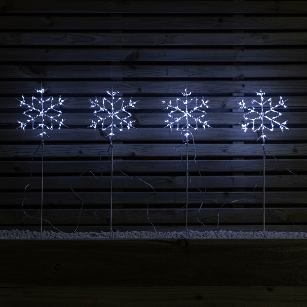 Samuel Alexander 4 Piece 260 White LED Snowflake Christmas Path Light Set Image 3