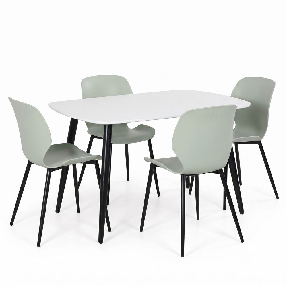 Core Products Aspen Carnaby 4 Seater Plastic Rectangular Dining Set White and Sage Green Image 2