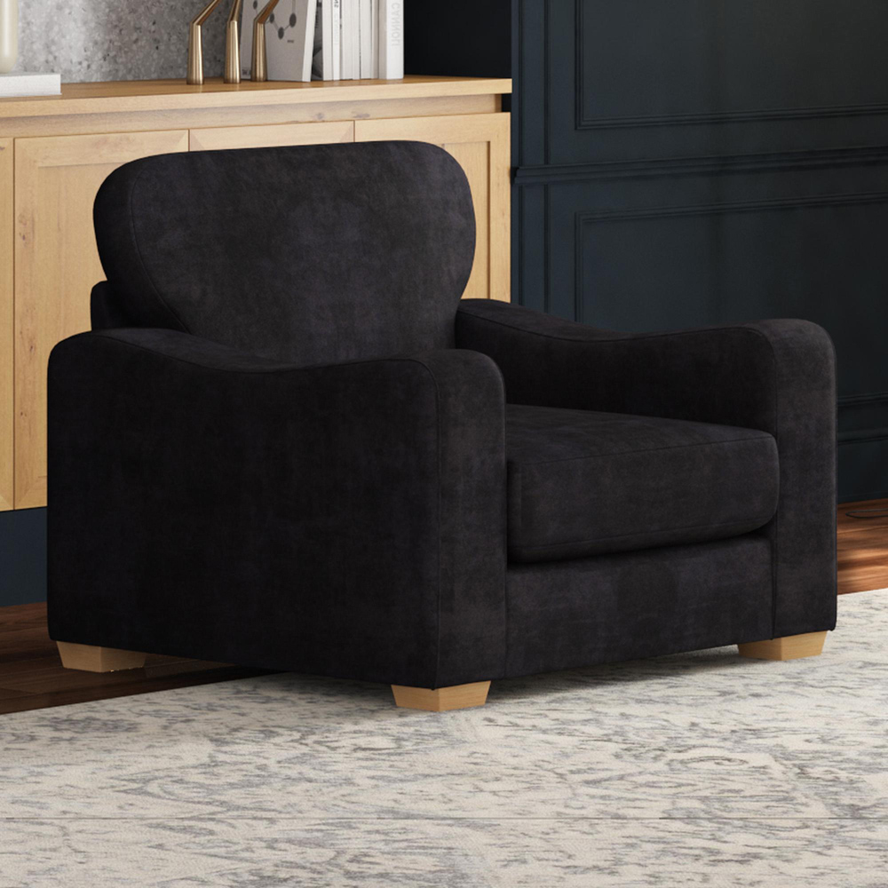 Theadford Ebony Plush Velvet Fixed Back Armchair Image 5