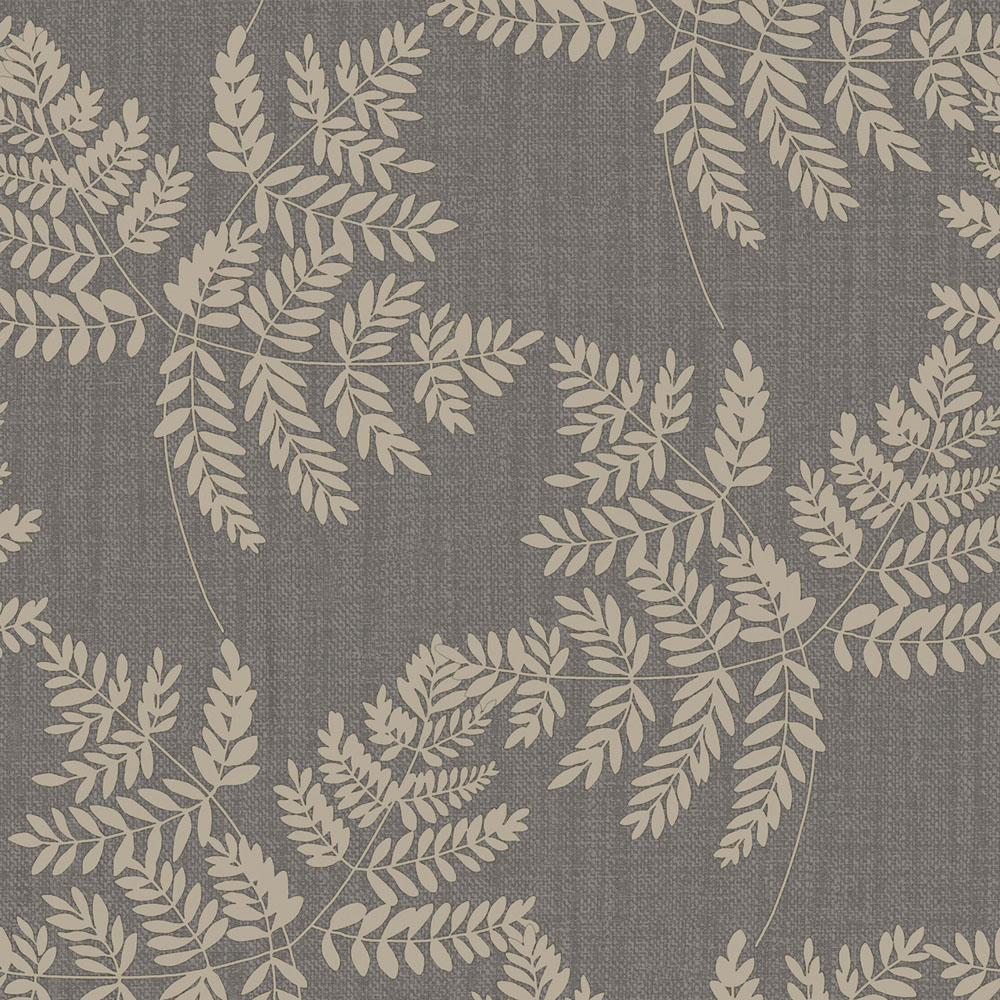 Belgravia Decor Fern Leaf Charcoal Wallpaper Image 1