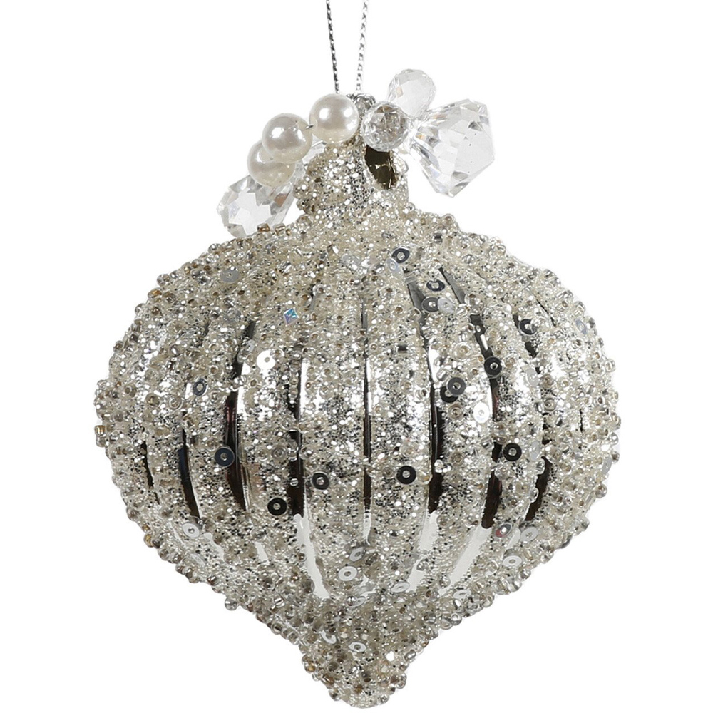 Single Chic Noir Beaded Glitter Bauble i Assorted styles Image 2