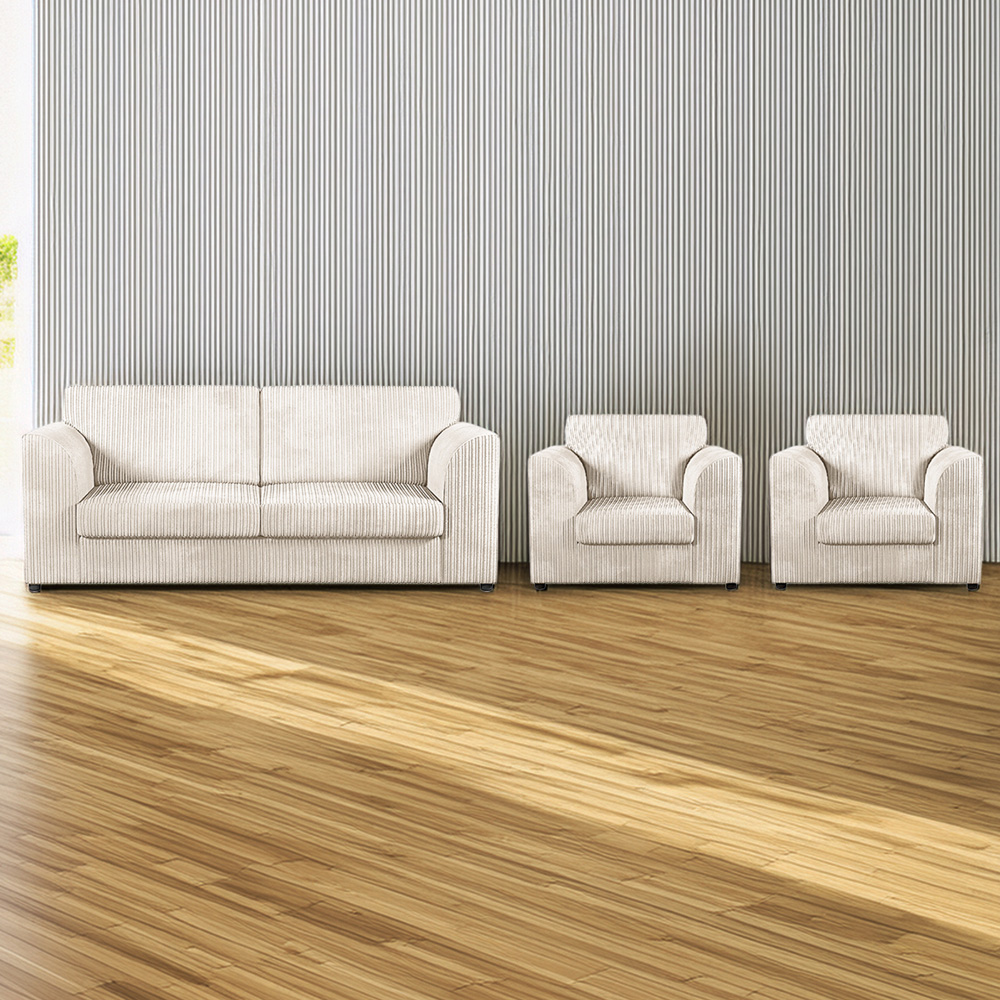 Luxor 5 Seater Cream Jumbo Cord Full Back Sofa Suite Image 1